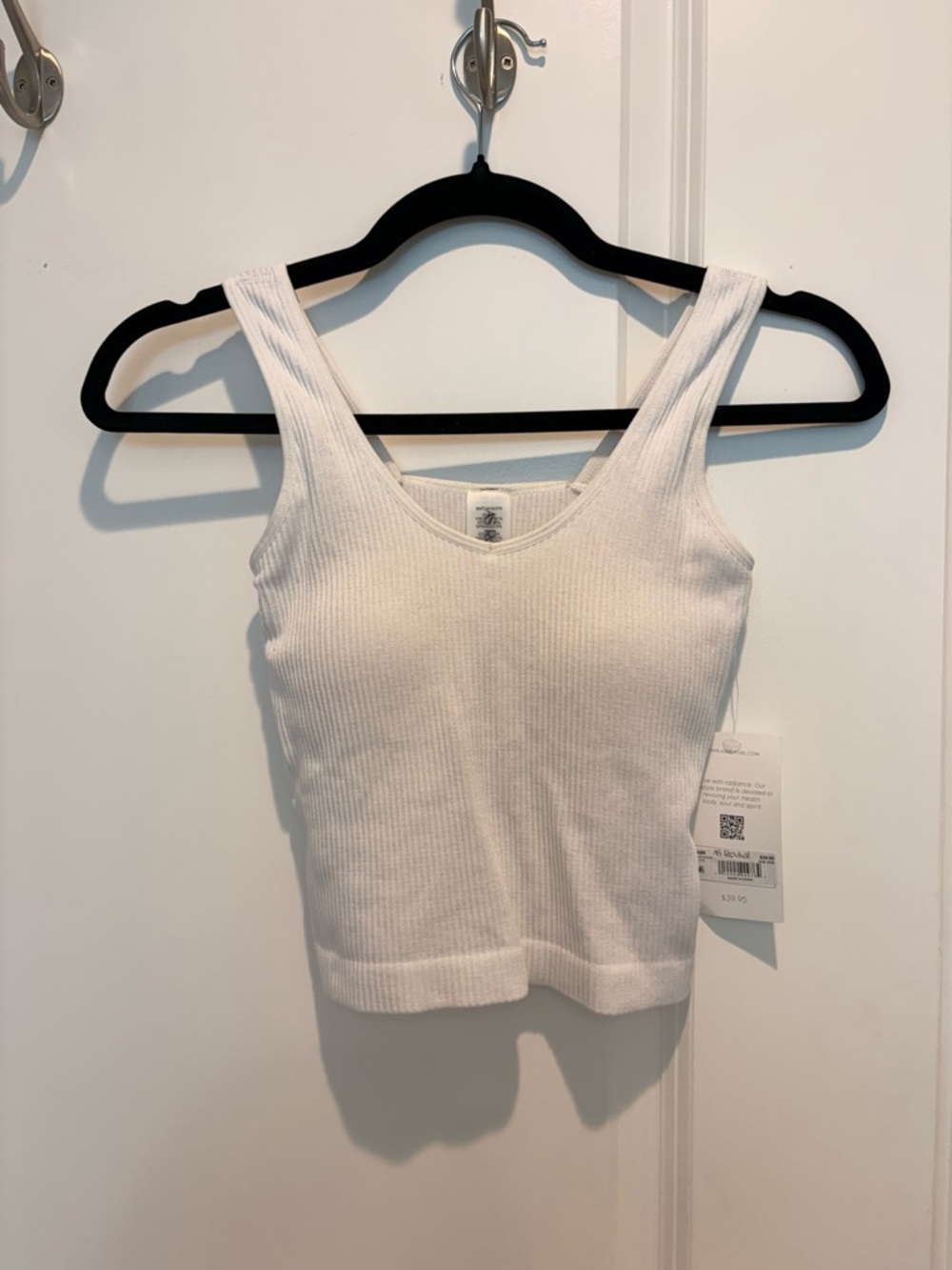 Altar’d State White Built in Bra Ribbed Tank Top - Women's Sleeveless Knit